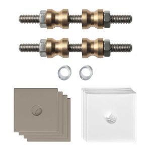 GPF Bouwbeslag Anastasius GPF9970.A3DB glasdeur set met vlak rozet 32x32x2 mm en 32x32x2mm transparant onder rozet voor grepen met dubbelzijdige bevestiging Mocca blend GPF9970A3DB32 GPF9970A3DB32