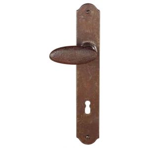 Utensil Legno FM335L M deurkruk gatdeel op schild 245x40 mm blind geveerd linkswijzend roest TH703357M200