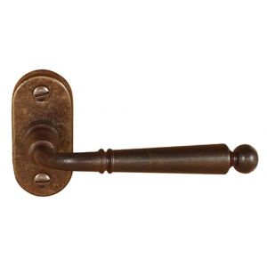 Utensil Legno FM381R M-STR RSB deurkruk gatdeel op rozet 72x34 mm ovaal geveerd rechtswijzend roest TH703817M3S0