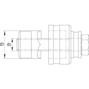 Phantom 67.120 gatenpons met 3-voudig splijtstempel voor hand- en hydraulisch gebruik met bout en lager 204 mm 67.120.2041