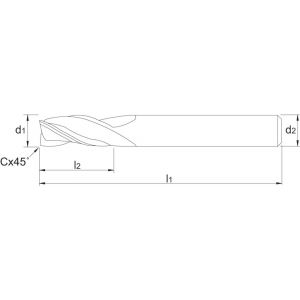 Phantom 33.633 VHM schachtfrees 3-snijder lang TiCN aluminium 5x22 mm 33.633.0500