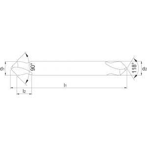 Phantom 15.611 HSS-E NC duo-centreerboor ISO 10898 AlCrN-X 90 graden 120 mm 15.611.1200