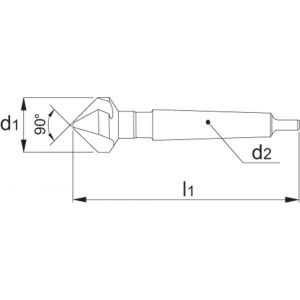 Phantom 42.570 HSS-E verzinkboor DIN 335-D 90 graden 3 snijkanten MK 2 35 mm 42.570.3500