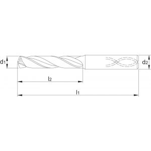 Phantom 11.254 UNI VHM spiraalboor DIN 6537-K 3xD met koelkanaal TiAlN Whistle notch (DIN 6535-HE) 130 mm 11.254.1300