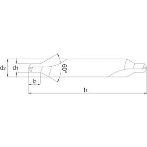 Phantom 19.951 HSS centerboor DIN 333-A links 60 graden 315x8 mm 19.951.3180