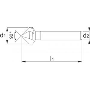 International Tools 42.535Q Eco Pro HSS verzinkboor DIN 335-C 90 graden 3 snijkanten 25 mm Quadrobox met ophangoog 42.535.2500Q