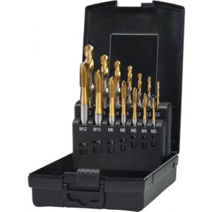International Tools 29.195 Eco Pro HSS-E set machinetappen DIN 371/6 (combinatie) 22.197-22.198 M3-M12 en 11.490 25-10,2 mm 29.195.5000
