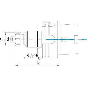 Phantom 81.687 synchro taphouder DIN 6499-C HSK-A volgens DIN 69893 voor ER spantangen (met vierkant) HSK63A ER25 81.687.0632