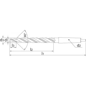 Phantom 16.350 HSS kerngat-spiraalboor DIN 8379 voor tapgaten 90 graden MK M14 12x155 mm 16.350.1400