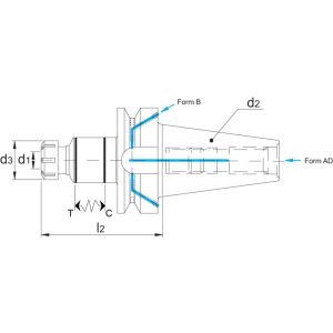 Phantom 81.686 synchro taphouder DIN 6499-C volgens MAS 403-BT AD/B voor ER spantangen (met vierkant) BT40 ER25 81.686.4025