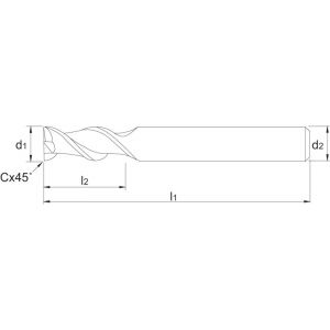 Phantom 32.633 VHM schachtfrees 2-snijder extra lang TiCN aluminium 6x22 mm 32.633.0600