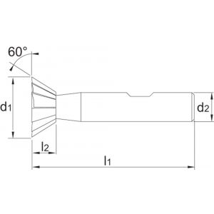 Phantom 36.650 HSS-E zwaluwstaartfrees DIN 1833-C 60 graden 16x63 mm 36.650.1600