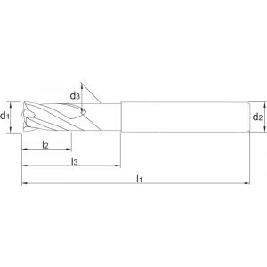 Phantom 33.610 VHM schachtfrees 3-snijder lang aluminium 12x26 mm 33.610.1200