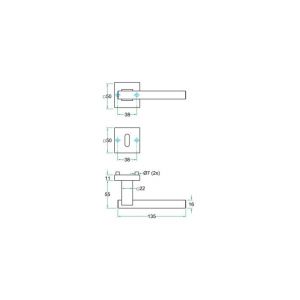 Artitec RVS Woning kruk-krukgarnituur rozet Karina RVS mat WC 8 mm 00503