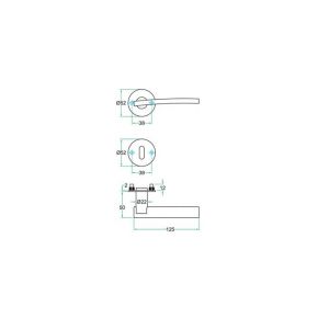 Artitec RVS Woning kruk-krukgarnituur 2 mm vlakrozet Dorina FR RVS mat WC 8 mm 00543