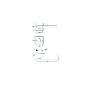 Artitec RVS Woning kruk-krukgarnituur 2 mm vlakrozet Karina FS RVS mat WC 8 mm 00553