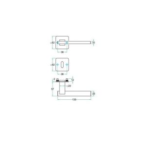 Artitec RVS Woning kruk-krukgarnituur vlakrozet Sabrina FS RVS mat WC 8 mm 00563