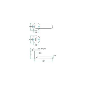 Artitec RVS Woning kruk-krukgarnituur rozet Polo RVS mat WC 8 mm 00943