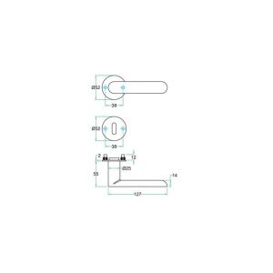 Artitec RVS Woning kruk-krukgarnituur rozet Polo FR RVS mat WC 8 mm 00963