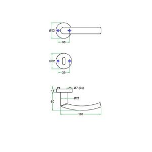 Artitec RVS Woning kruk-krukgarnituur rozet Lana SE RVS mat WC 8 mm 00983