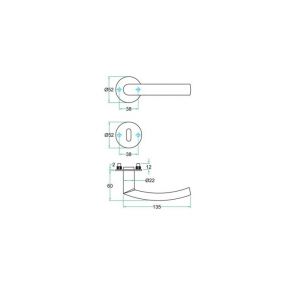 Artitec RVS Woning kruk-krukgarnituur 2 mm vlakrozet Lana FR RVS mat 00996