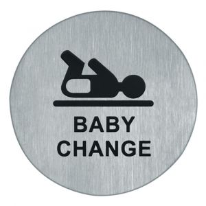 Artitec symboolplaat pictogram baby change diameter 75 mm RVS mat 02017