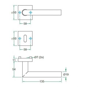 Artitec RVS Woning kruk-krukgarnituur rozet Tipo SQ RVS mat 00126-SQ