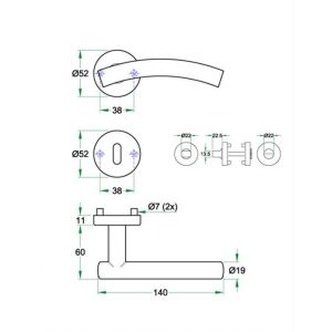 Artitec RVS Woning kruk-krukgarnituur rozet Sipo RVS mat 00156-WCX