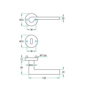 Artitec RVS Woning kruk-krukgarnituur rozet Saba RVS mat PC 00932