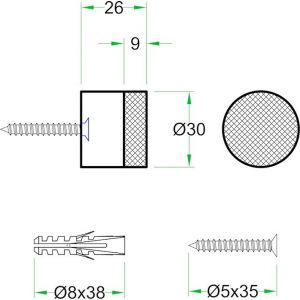 Artitec deurbuffer wandmontage diameter 30x26 mm RVS mat 01992
