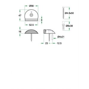 Artitec deurbuffer vloermontage diameter 56x47 mm RVS mat 01995