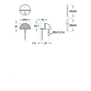 Artitec deurbuffer vloermontage diameter 43x24 mm RVS mat 01996