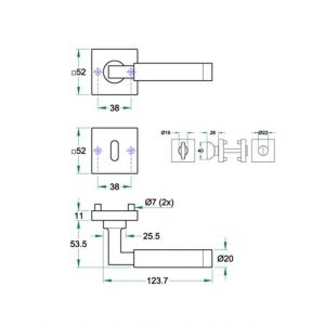 Artitec Collectie Interior Accents kruk-krukgarnituur rozet Lubi chroom-zwart WC 8 mm 03213