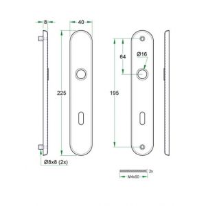 Artitec RVS Woning langschild paar afgerond LS RVS mat blind 04001/BL