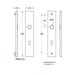 Artitec RVS Woning langschild paar rechthoek LS RVS mat WC90 04011/WC90