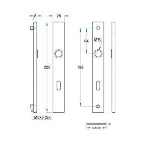 Artitec RVS Woning langschild paar smal rechthoek LS RVS mat blind 04012/BL