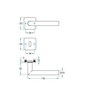 Artitec RVS Woning kruk-krukgarnituur vlakrozet Tipo FS RVS mat WC 8 mm 04063