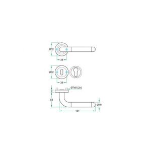 Artitec RVS Woning kruk-krukgarnituur schroefrozet Lalita SC RVS mat-glans WC 8 mm 1002040-68