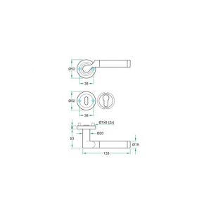 Artitec RVS Woning kruk-krukgarnituur schroefrozet Seville SC RVS mat-glans WC 8 mm 1002043-68