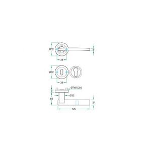 Artitec RVS Woning kruk-krukgarnituur schroefrozet Dorina SC RVS mat-glans WC 8 mm 1002044-68