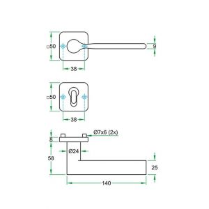 Artitec Luxuria kruk-krukgarnituur rozet Vola LU glans chroom L81510E71.08