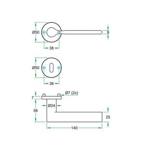 Artitec Luxuria kruk-krukgarnituur rozet Vola LU RR mat nikkel PVD SL L81520R74.28