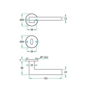 Artitec Luxuria kruk-krukgarnituur rozet Urban LU RR mat nikkel PVD L81610R74.08