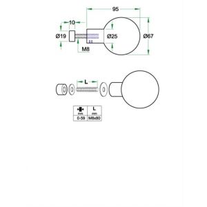 Artitec voordeurknop Entro RVS mat diameter 67 mm doorgaand 93247