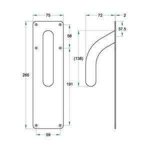 Artitec Zorg en Welzijn S-preventie anti suicidaal deurgreep diameter 25 mm op schild RVS mat 94220