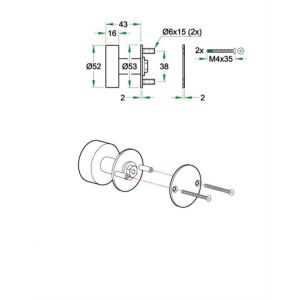 Artitec Proline Classic kastknop vast op 2 mm vlakrozet SF RVS mat 98009