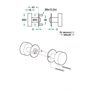 Artitec Proline Classic knop paar vast op vlakrozet SF RVS mat 98010