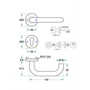 Artitec Proline Classic kruk-krukgarnituur rozet Chase PL RVS mat EN91050R05.X8