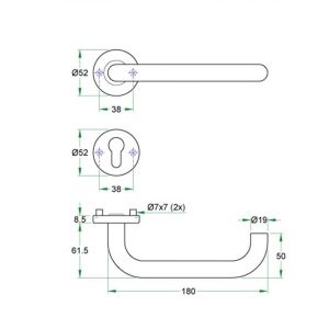 Artitec Proline Classic kruk-krukgarnituur rozet Chase PL ITS RVS mat EN91055R05.X8