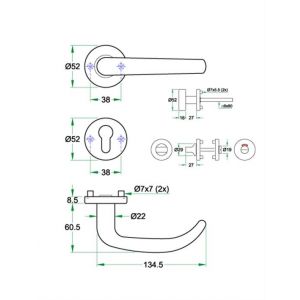 Artitec Proline Classic kruk-krukgarnituur rozet Fame PL RVS mat EN97719R05.X8